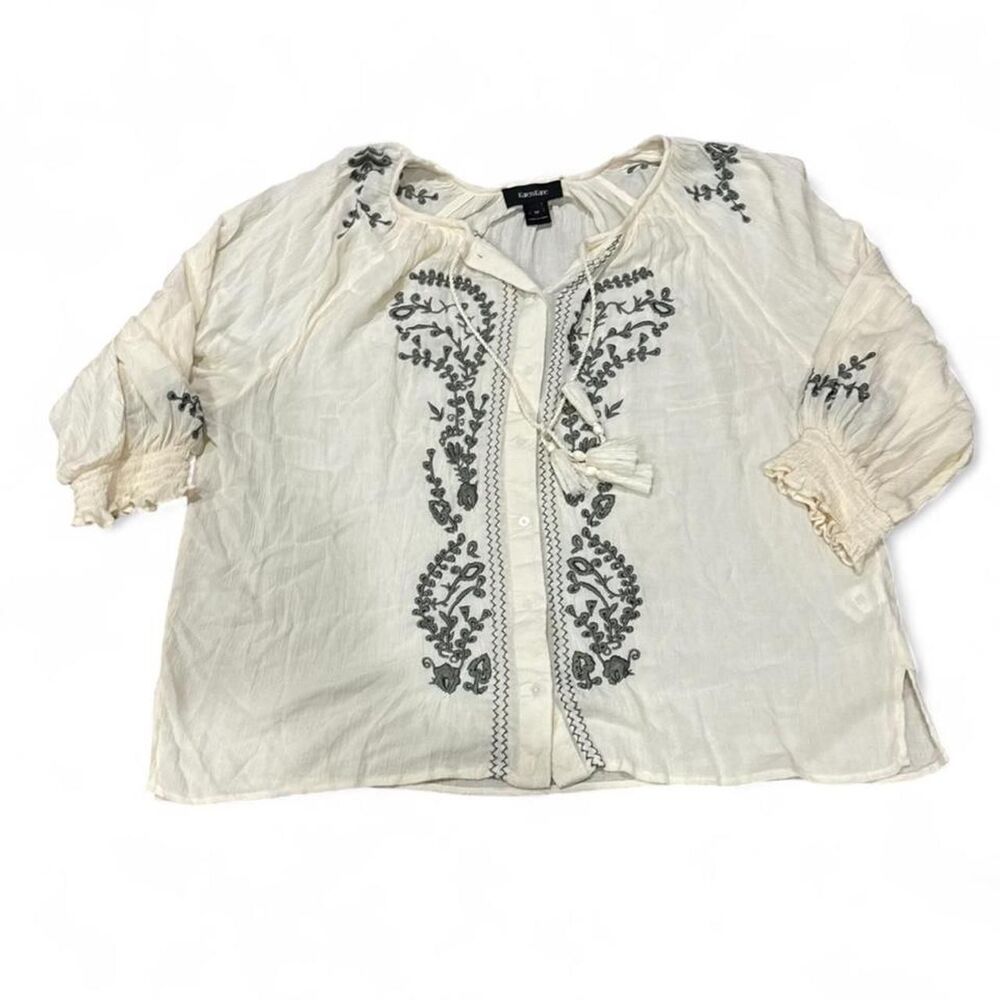 Karen Kane Cream Embroidered Blouse